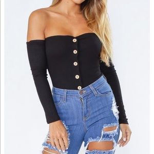 New Fashion Nova Off The Shoulder Ribbed Bodysuit